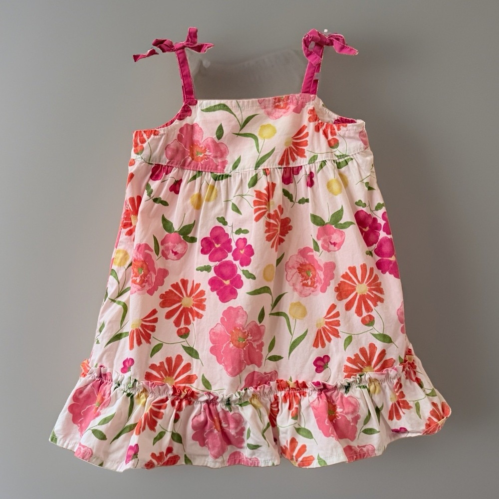 VTG Gymboree Island Fun 2005 Floral Sundress Tie Strap Ruffle Hem 12-18 Months